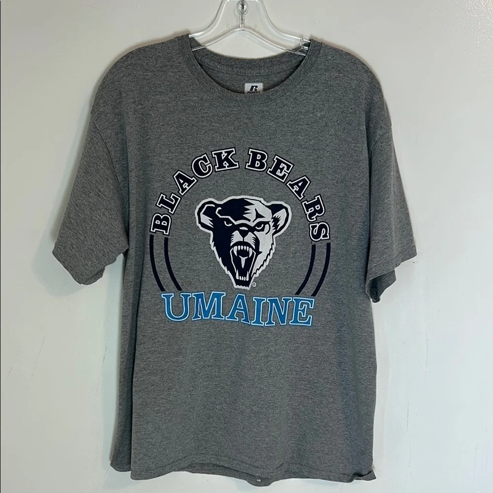University of Maine Black Bears Gray NCAA Russell Athletic T-Shirt Size Large. - Picture 1 of 7